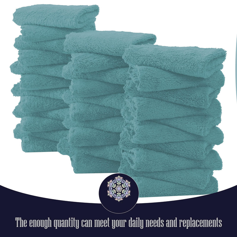 32 Pack Baby Washcloths - Luxury Coral Fleece - Absorbent and Soft Wash Clothes for Newborns, Infants and Toddlers Baby boy and girl - Suitable for Sensitive Skin and New Born - Teal, 10x10 Inch 10x10 Inch (Pack of 32) - BeesActive Australia