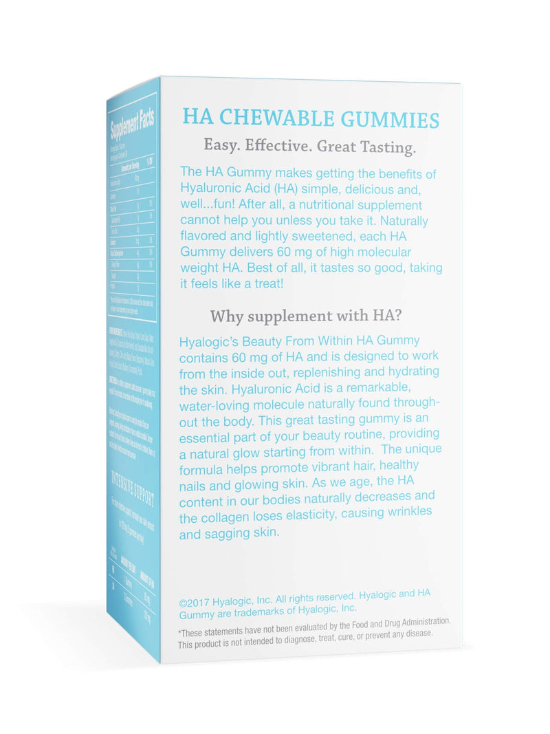 Hyalogic Beauty from Within Hyaluronic Acid Gummies – Ideal for Skin Care and Hair Growth - Delicious Berry-Flavored Gummy Vitamins – Vegan & Gluten Free (60 Gummies)