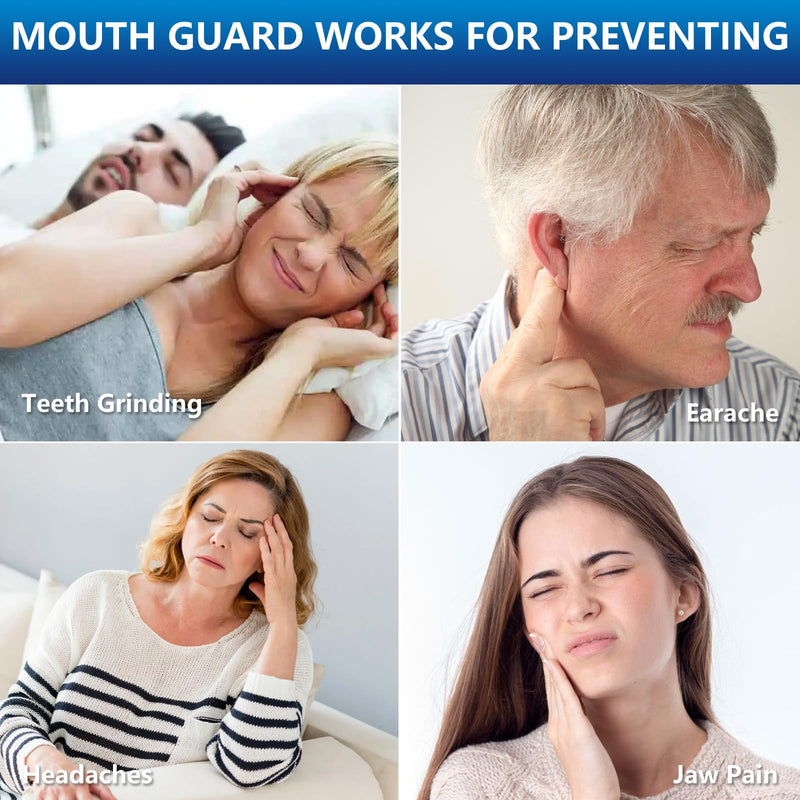 Mouth Guard for Sleeping 4PCS with 12 Cleaning Tablets, Mouthguard for Grinding & Clenching Teeth at Night, Night Guards for Grinding of Teeth, Dental Bite & Boil Guard Clear - BeesActive Australia