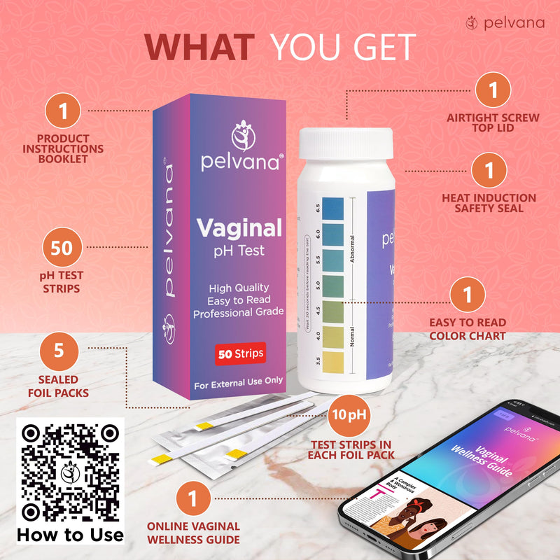 Pelvana Vaginal pH Balance for Women 50 Test Strips | BV Test Strips for Women | Yeast Infection Test Kit for Women to Monitor Feminine Health 1 Count (Pack of 50) - BeesActive Australia