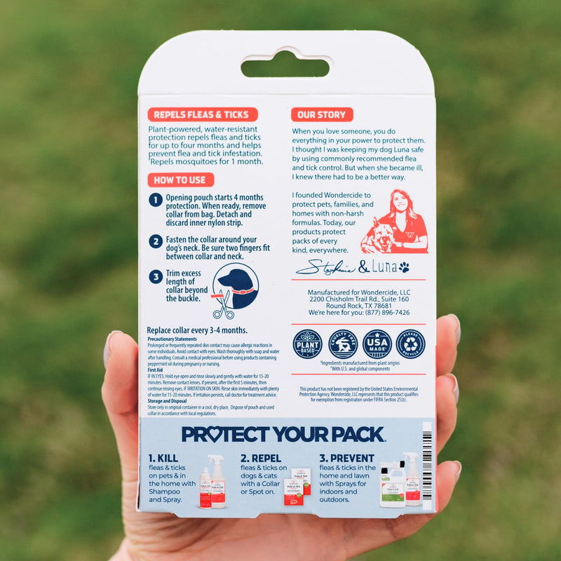 Wondercide Dog Collar - Flea, Tick, and Mosquito Repellent for Dogs - with Natural Essential Oils - Up to 4 Months Protection - Large 1 Collar