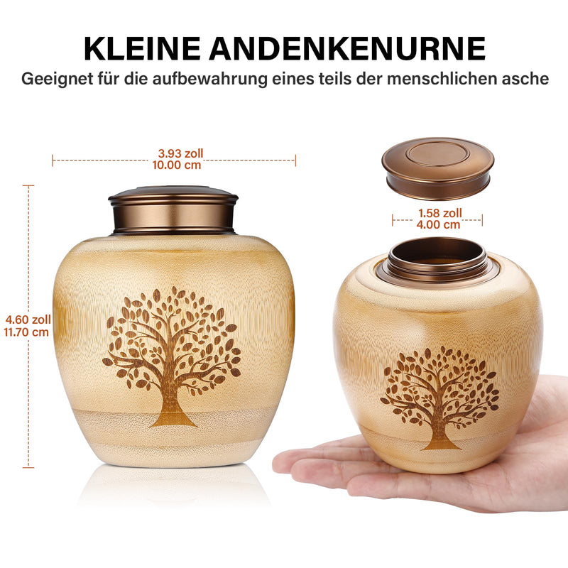 HOOMTREE Small Urns for Human or Pet Ashes Made of Bamboo, Small Keepsake Urns with Tree of Life Pattern Engraved, Small Funeral Urn for Human Ashes, Small, 1 Piece, 50 Cubic Inches - BeesActive Australia