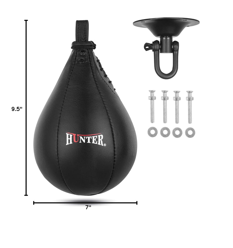 Hunter Leather Speed Bag with Hanging Swivel - Boxing Training Bag for Speed & Accuracy