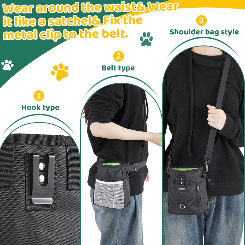 5 Pcs Dog Treat Pouch Training Kit, Including 1 Pcs Puppy Treat Bag 3 Ways to Wear, 2 Pcs Pet Training Cricket Clicker 2 Pcs Puppy Training Silent Whistles for Pet Training - BeesActive Australia