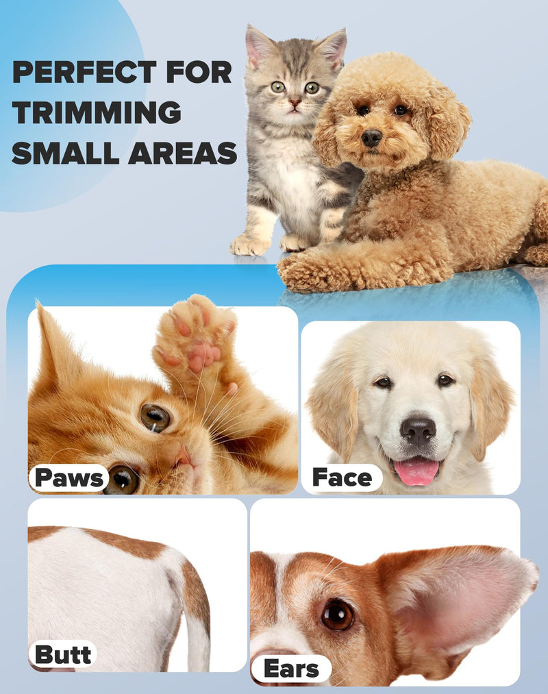Dog Paw Trimmer, 2 Speed Low Noise Dog Clippers for Grooming, Cordless Rechargeable Dog Hair Trimmer with LED Light, Widen Blade Cat Pet Hair Shaver for Paws, Eyes, Ears, Face, Rump (Black) Black - BeesActive Australia