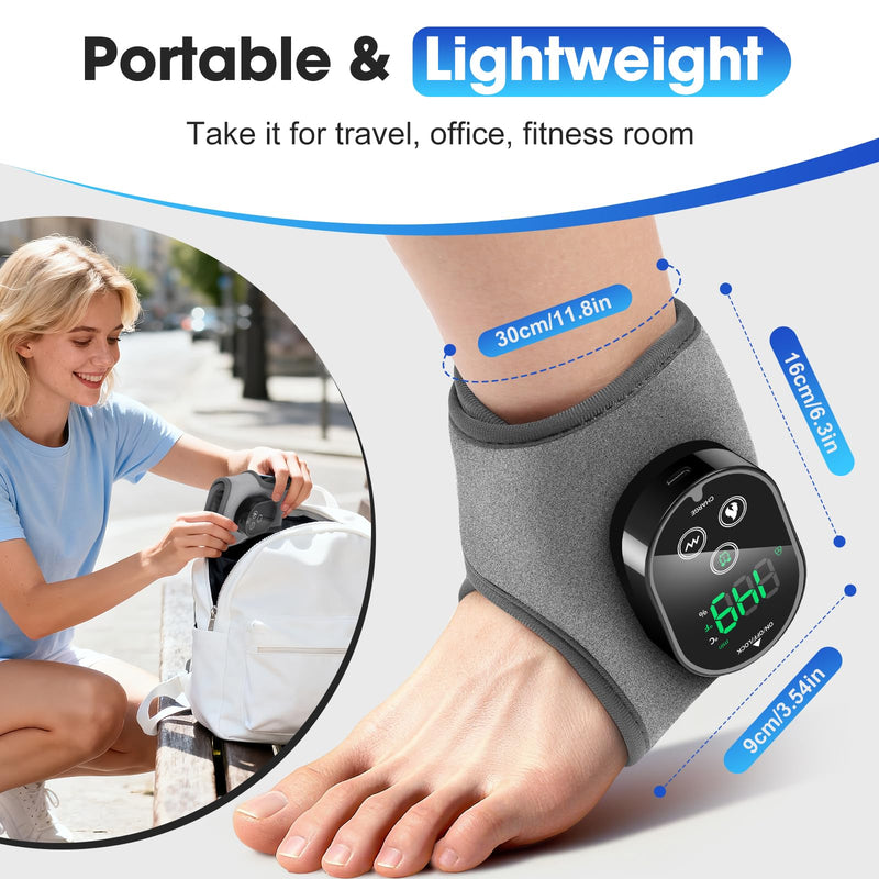 BAISEMAIN 2PCS Foot Renew Massager for Neuropathy - Ankle Heating Pad with Massage, Portable Cordless Design for Home & Travel Use, Gray 2pcs Gray - BeesActive Australia