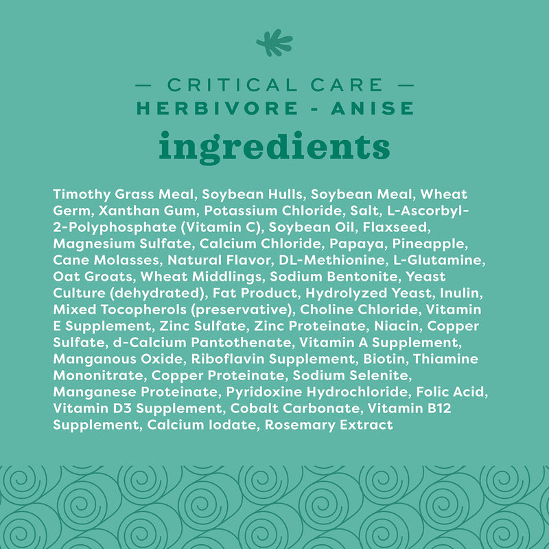 Oxbow Animal Health Critical Care, Herbivore, Anise Flavor, 454g Bag, 70104 - BeesActive Australia