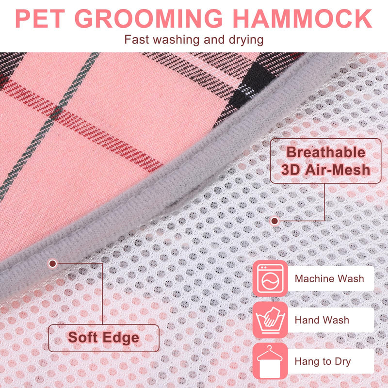 BEAUTYZOO Dog Grooming Hammock for Small Dogs Cat- Dog Sling for Nail Trimming/Clipping- Dog Hanging Harness Holder with Thick Fabric Neck Support & Strap Restraint Claw Care, Pink S S (Leg Spacing: 7-10.2" / Max W: 30lbs) - BeesActive Australia