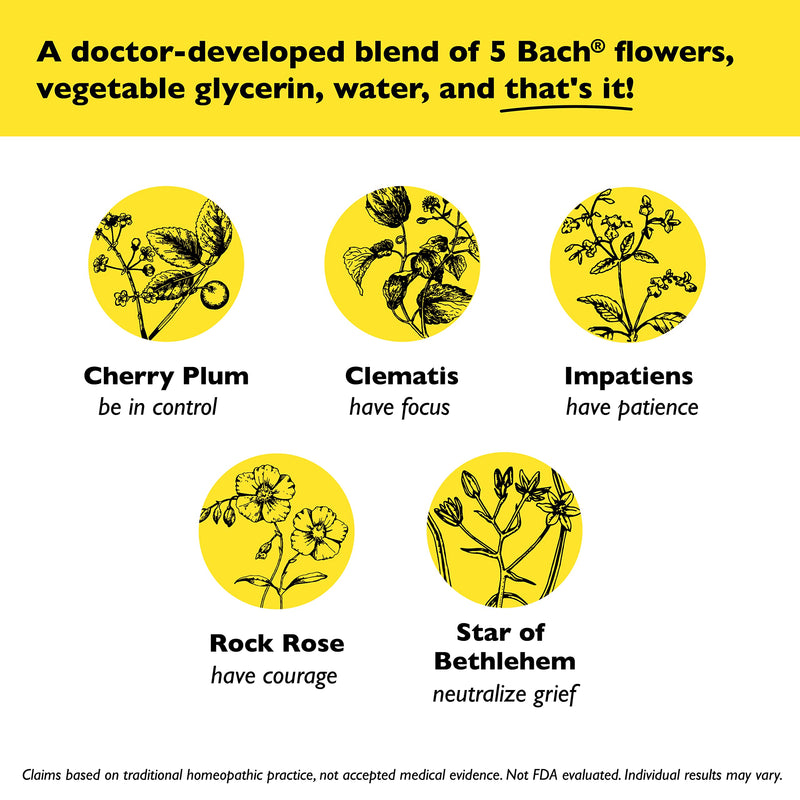 RESCUE Bach Remedy Dropper 20mL, Natural Stress Relief, Homeopathic Flower Essence, Vegan, Gluten & Sugar-Free, Non-Habit Forming (Non-Alcohol Formula) 20ml (Non-Alcohol) 20 mL