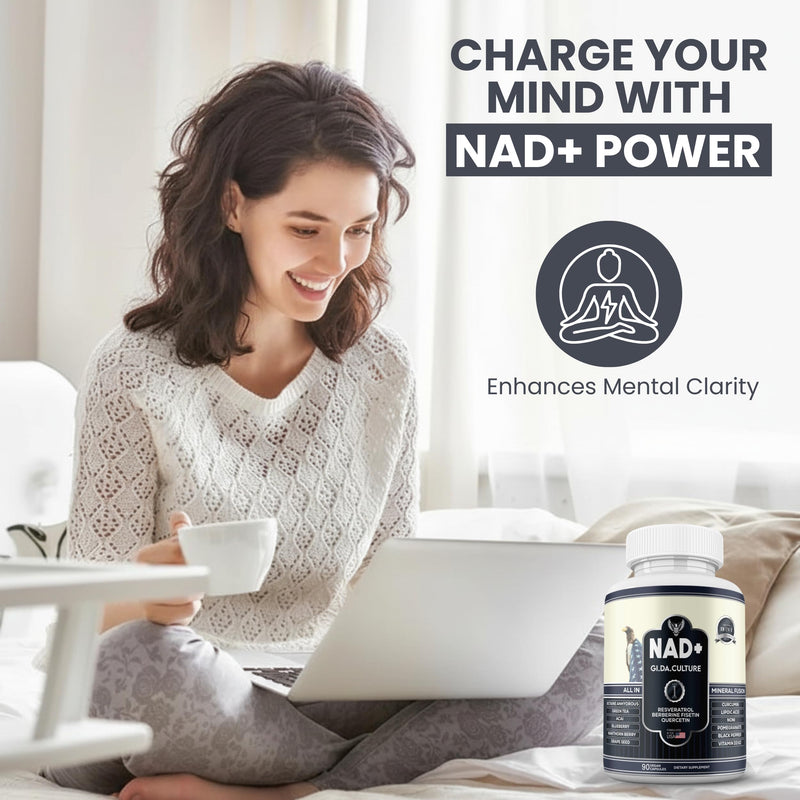 NAD+ Resveratrol Supplement for Energy, Cellular Health & Healthy Aging – High Potency NAD Plus Capsules for Men & Women – Antioxidant Support (180 Count (Pack of 1))