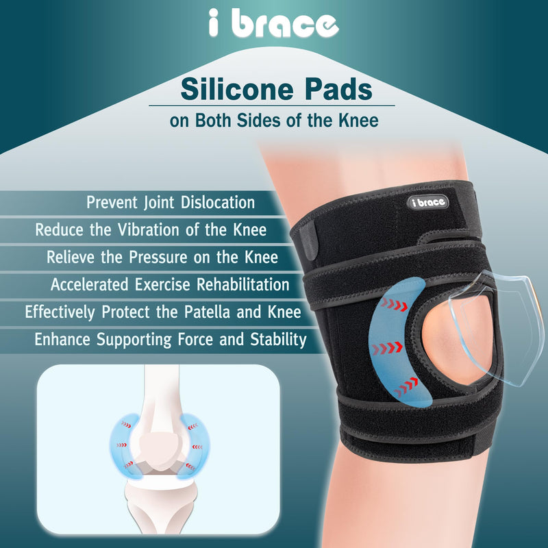 Compression Knee Brace, Non-Slip Patella Support with Double Adjustable Straps, Suitable for Patellar Tendinitis, Arthritis, Meniscus Tear, Unisex, Black Small - BeesActive Australia