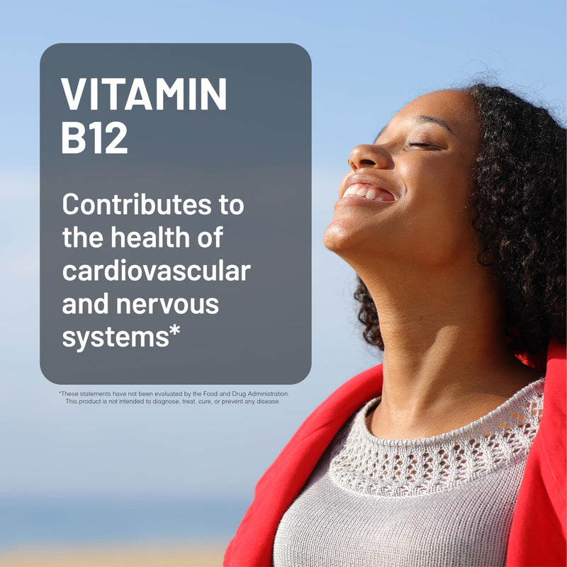 NatureWise Vitamin B12 500 mcg - B12 Supplement for Energy + Mental Clarity & Nervous System Support - Easy-to-Swallow, Vegan & Non-GMO - USA Manufactured - 100 Tablets[100-Day Supply]