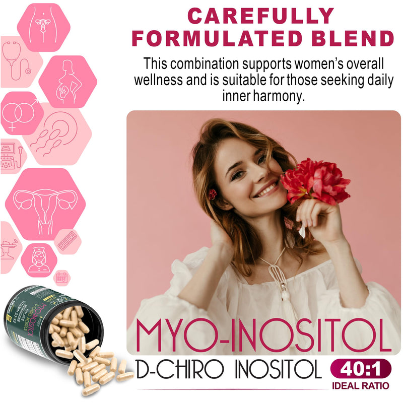 Herbpy 6in1 Berberine Myo-Inositol & D-Chiro Inositol Supplement for Women | Hormonal Balance & Ovarian Health Support | Myo inositol 40:1 with Folate, Vitamin D3, K2 & Berberine HCl 97% | 120 Capsules