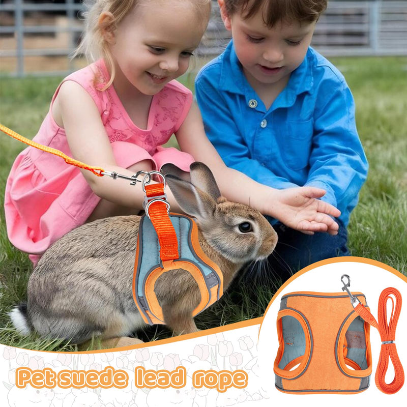 Rabbit Harness and Leash Set with Reflective, Rabbit Vest Harness for Rabbits Ferret Small Pig Puppy Walking Supplies (Blue, Medium) Blue - BeesActive Australia