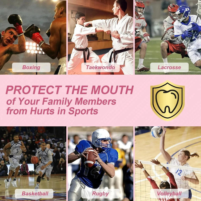 BBTO 6 Pcs Youth Kids Mouth Guard for Sports, Boys Girls Mouth Guard with Case, Mouthguard for Wrestling Boxing Basketball Hockey Football Classic Style White, Red, Pink