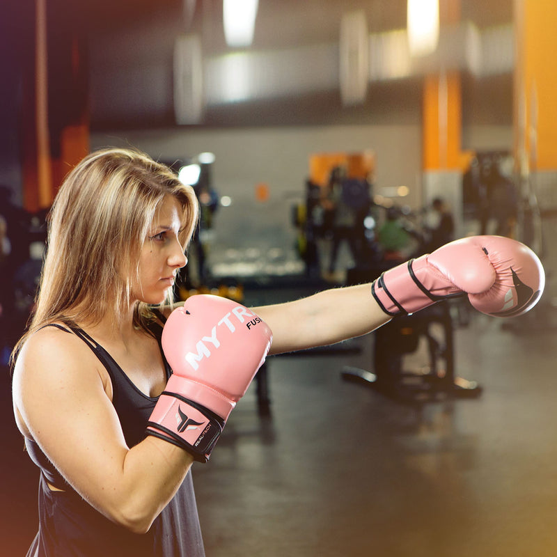 Mytra Fusion Boxing Gloves Men Women Kickboxing Gloves MMA Muay Thai Gloves 8-oz 10-oz 12-oz 14-oz 16-oz Training Workout Punching Gloves Pink
