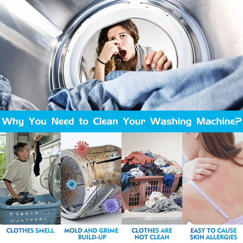 Washing Machine Cleaner Descaler 32 Tablets, Deep Cleaner Tablets for HE Front Load and Top Load Washers, Suitable for All Washer Machines - BeesActive Australia