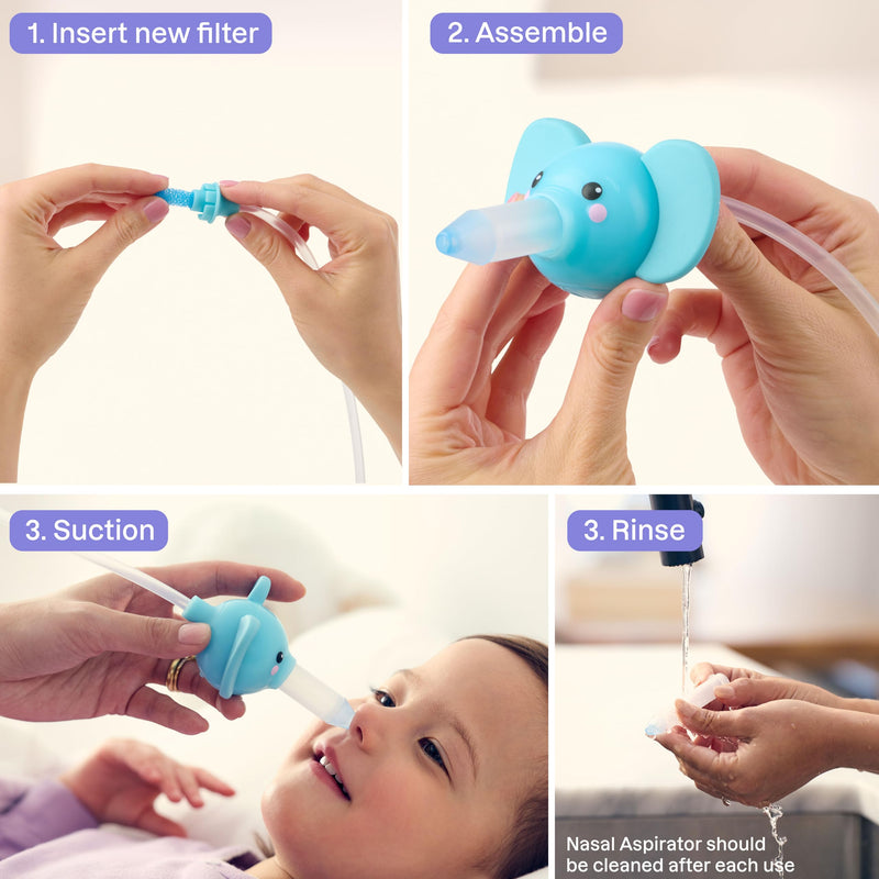 Playhouse MD Booger Buddy Nasal Aspirator, Elephant - with LED Light for Babies & Toddlers – BPA-Free Snot Remover for Infant Stuffy Nose, Congestion Relief – Easy to Clean Design - FSA/HSA Eligible - BeesActive Australia
