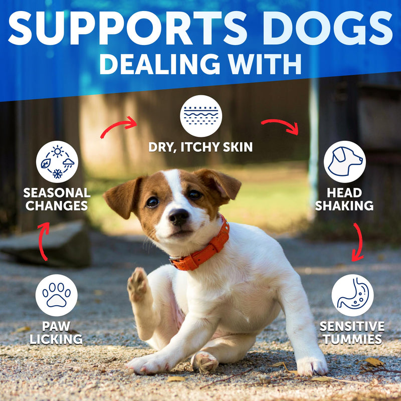 Dog Allergy Chews - Itchy Skin Relief for Dogs - 120 Chewable Soft Treats with Colostrum and Probiotics- Seasonal Allergies - Skin and Coat, Anti Itch, Hot Spots - Dog Allergy Relief Supplement 120 Allergy Support Chews