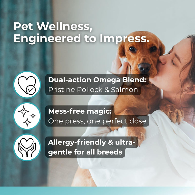 Wild Alaskan Salmon Oil for Dogs and Cats - Omega-3s, Including EPA and DHA, to Help Support Full-Body Health and Wellbeing for Sensitive Skin, Coat Health and Immune System Support - 2 Pack