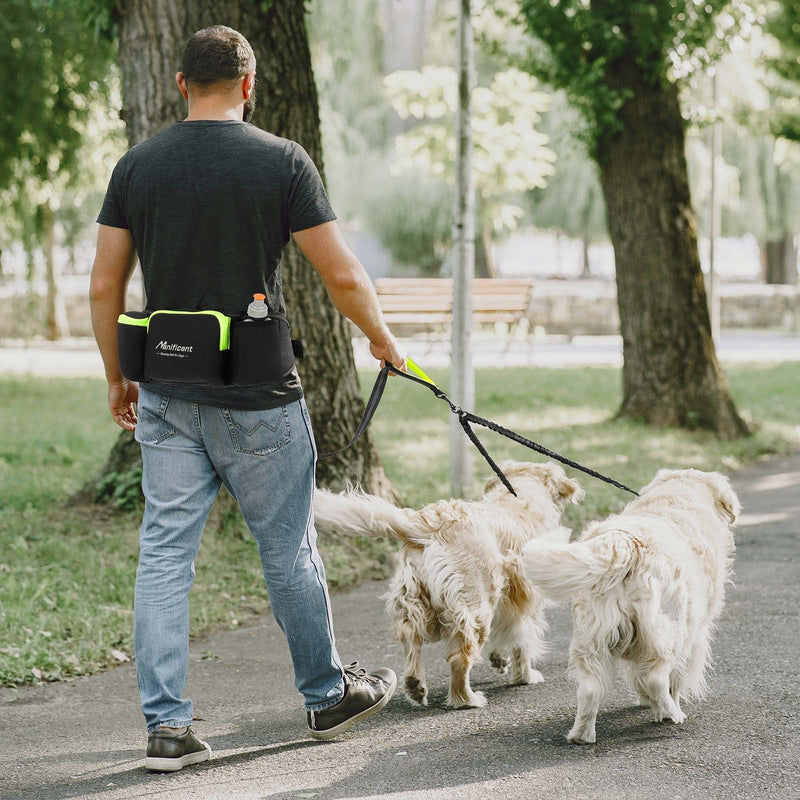 Hands Free Dog Leash for 2 Dogs, Wide Padded Waist Leash Double Dogs Leash Dog Running Leash for Dog with Reflective Stitching for Walks, Jogging, Running, Hiking, and Dog Training Black - BeesActive Australia