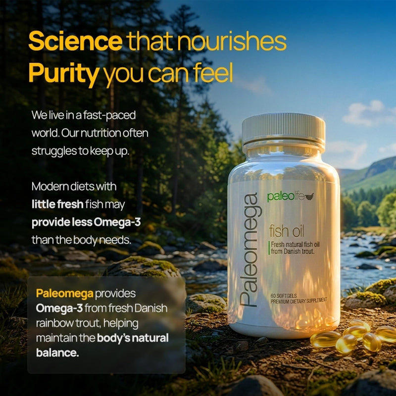 Paleolife - Premium Paleomega Fish Oil. Fresh Natural Fish Oil from Danish Trout - 1500 mg. 60 Soft Capsules (1-Pack) 1