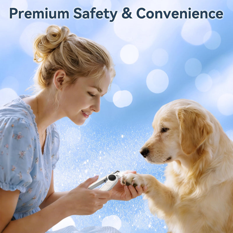 2-in-1 Dog Nail Clippers & Grinder with Light, Quiet Electric Pet Nail Trimmer for Large Medium Small Dogs & Cats, 3 Speeds, Rechargeable, Splash Guard & Safety Lock, Painless Grooming Tool (White) - BeesActive Australia