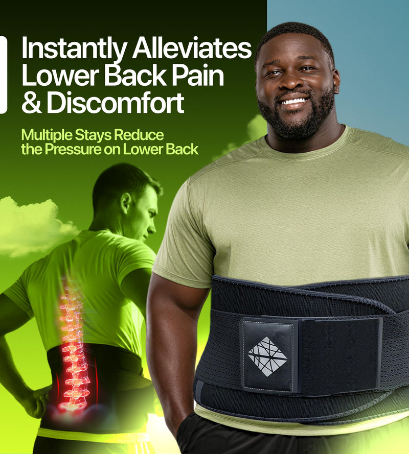 Plus Size Lower Back Brace 4XL - The Most Effective Back Pain Relief for Men & Women, Adjustable Lumbar Support Belt for Injury Prevention, Sciatica, Scoliosis, Herniated Disc Back Belt