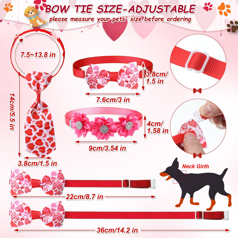 Reginary 70 Pcs Valentine's Day Dog Bow Ties Pet Cat Dog Collars Neckties Set Adjustable Puppy Neck Tie Holiday Flower Heart Butterfly Rhinestone Dog Bows Grooming Accessories for Puppy Cat Supplies - BeesActive Australia