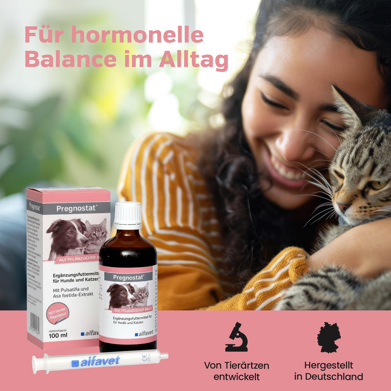 alfavet Pregnostat for Dogs & Cats (100 ml) – Liquid Supplement for Reproductive Support – With Pulsatilla, Melissa & Asa Foetida