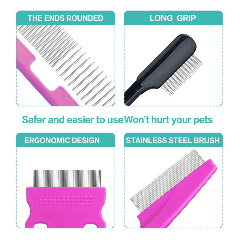 4 Pieces Dog Eye Combs Tear Stain Remover Combs Pet Grooming Comb,Flea Comb For Dogs And Cats Lice Comb,Used To Remove Knots Crust Mucus Floating Hair Tangle Dandruff And Fleas Lice Hair Stain rose red - BeesActive Australia