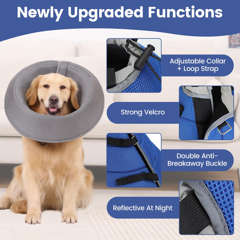 HAPPY HACHI Dog Neck Collar, Breathable Comfy Cone Dog, Adjustable Recovery Collar for Dogs, Prevention of Bite and Lick Wounds, Soft Protective Collar for Dogs After Operations (XL) XL - BeesActive Australia