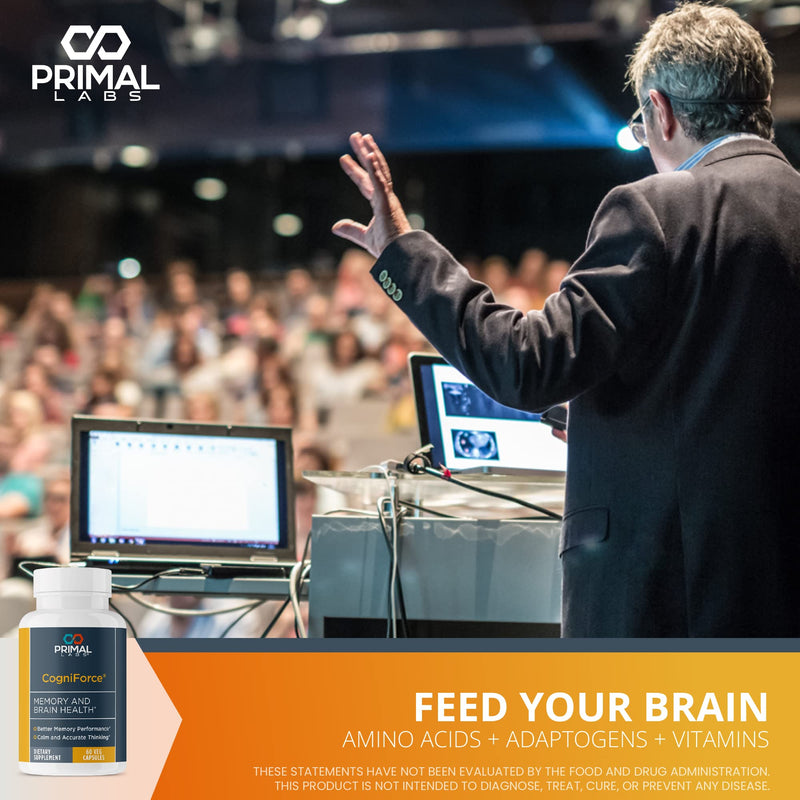 Primal Health CogniForce - Memory & Brain Health - Acetyl L-Carnitine Formula - Better Cognitive Performance - Clarity + Focus + Better Recall + Calm Thinking - Dietary Supplement - 60 Capsules
