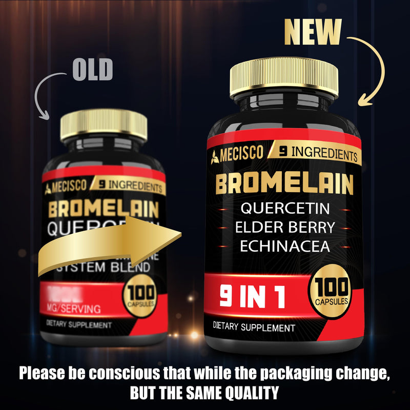 Bromelain 1000mg with Quercetin, Elderberry, Echinacea & More Supplement - 100 Capsules - Bromelain Quercetin Supplement Supports Digestive System, Joint Health & Balanced Immune System - BeesActive Australia