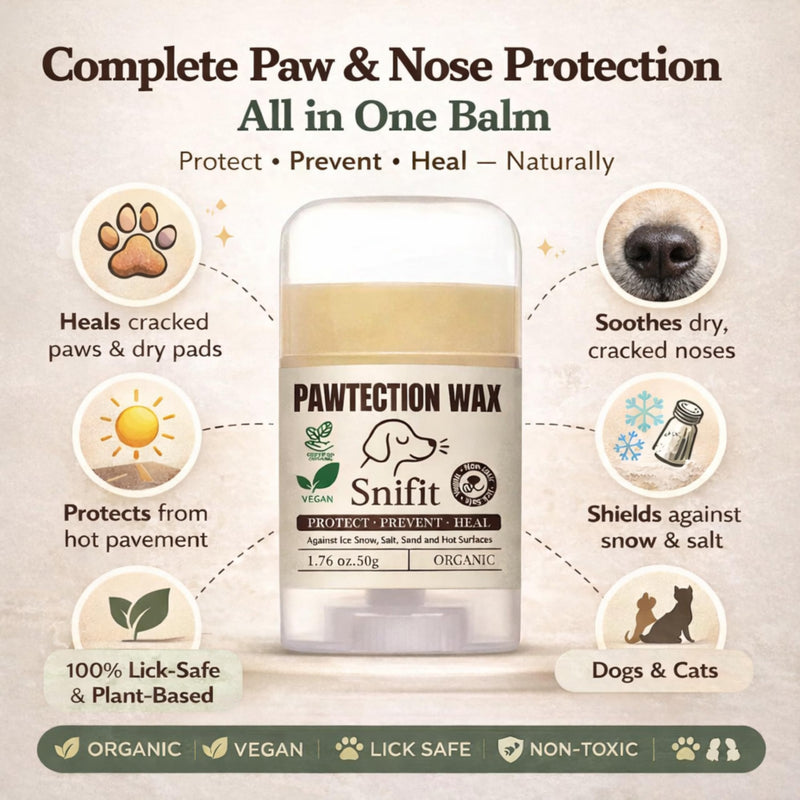 Dog Paw Balms – Organic Lick-Safe Paws Balm, Moisturizing Dogs Paw Protector for Cracked Paws & Dog Nose Balm – Soothing, Plant-Based Pet Balm Dogs & Cats with Natural Scent 50g