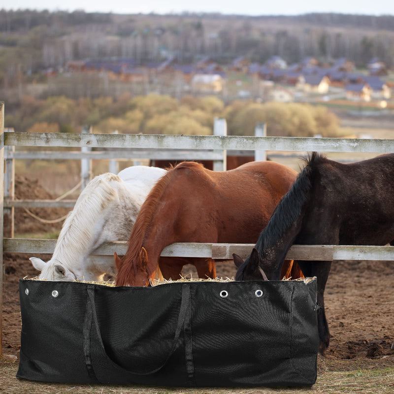 Tudomro Hay Bale Storage Bag Extra Large Horse Hay Bag Hay Bale Bag Black Heavy Duty Hay Bags for Horse Goats Hay Storage Container for Horse Feeding Supplies Feed Trailer, 44.4" x 22.8" x 18.7'' - BeesActive Australia
