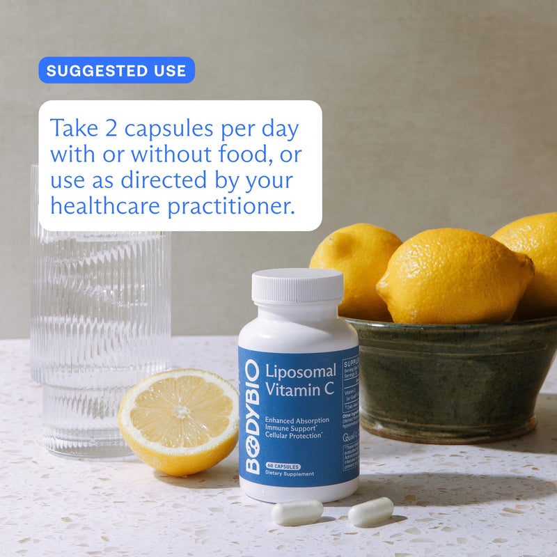 BodyBio Liposomal Vitamin C - High Absorption for Immune & Cellular Health | Pure Ascorbic Acid with Maximum Absorption