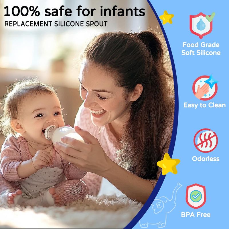 6 Pack Replacement Silicone Spout Compatible with NUK Active and Learner Cups, Sippy Cup Nipple for NUK Sippy Cup & Learner Cup, 100% Silicone Sippy Nipples for 6m+ 6PCS - BeesActive Australia