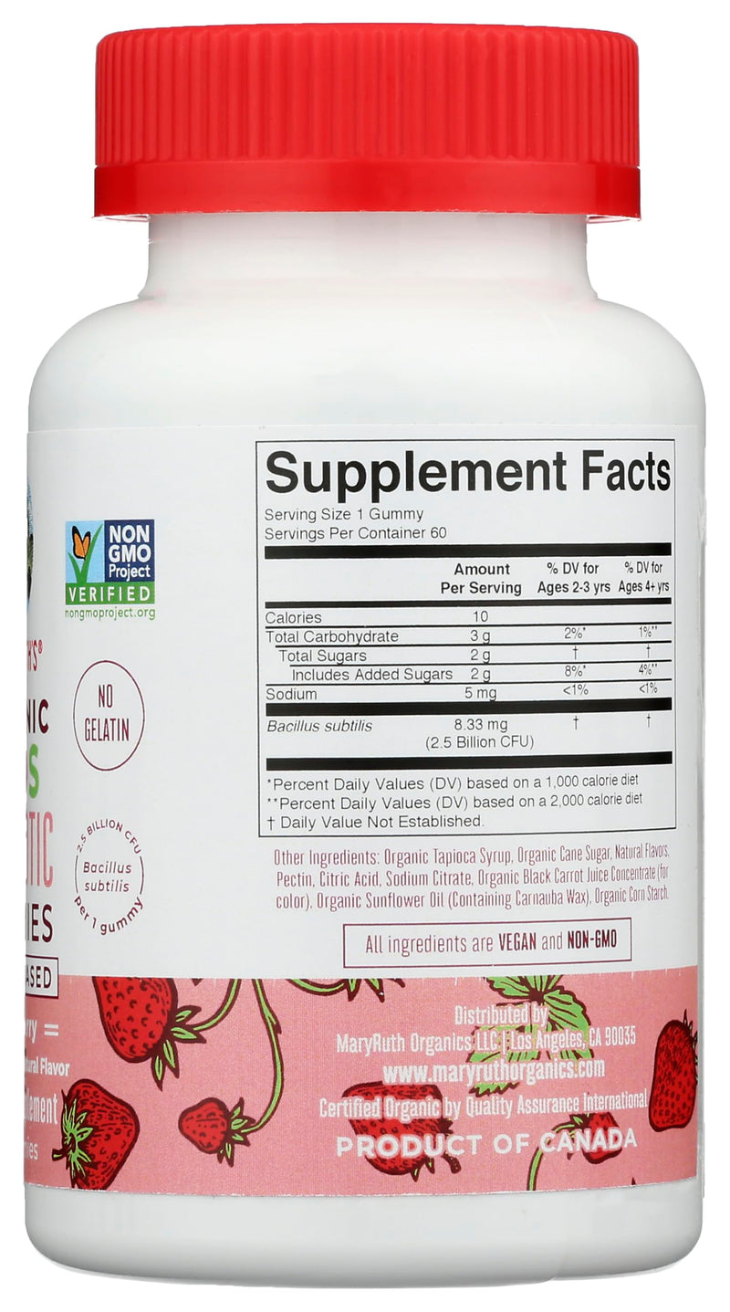 Mary Ruth's Organic Kids Strawberry Probiotic Gummies, 60 CT