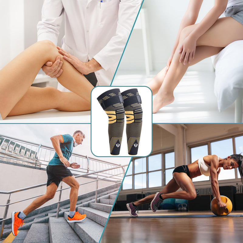 Dr.Welland Leg Sleeves (PAIR) Copper Infused for Arthritis,Meniscus Tear, ACL, MCL, Joint Pain Relief - Thigh & Calf Support XX-Large