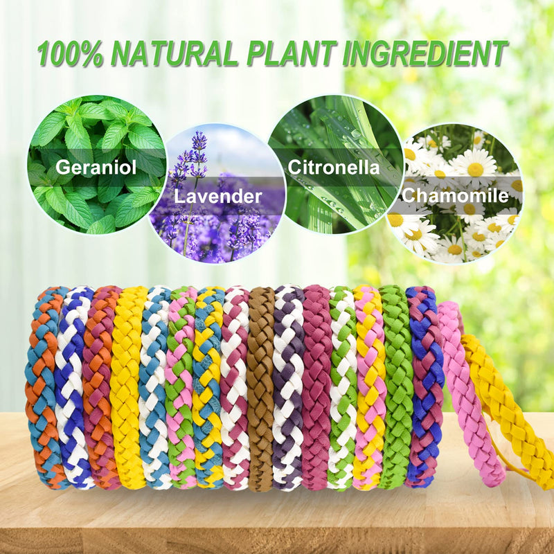 Mosquito Repellent Bracelets, 30 Pack PU Leather Braid Natural Bug Insect Repellent Wristbands for Kids Adult Outdoor Camping Fishing Traveling - BeesActive Australia