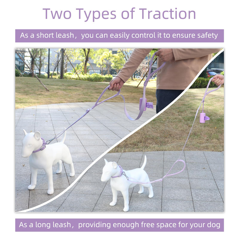 Wisedog Durable Two Handle Dog Leash: Dog Leash Heavy Duty with Dual Soft Padded Handles, Adjustable Length as Short Leash for Medium Large Dogs (Lilac Purple, L|5.2 ft-6 ft) Lilac Purple - BeesActive Australia
