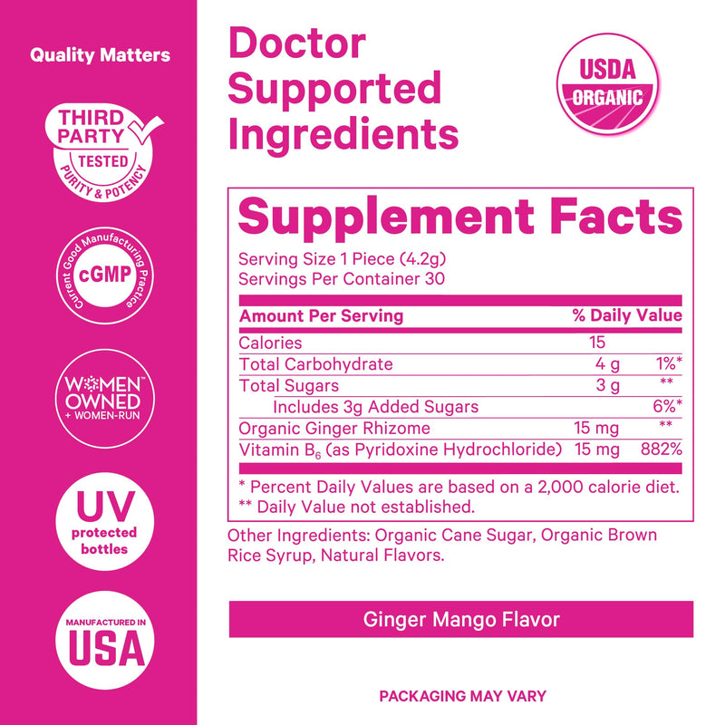 Pink Stork Organic Sweets Bundle, Peppermint + Ginger, 60 Lozenges | Morning Sickness Support, Motion Sickness Support, Added Vitamin B6, 1st Trimester Pregnancy Must Haves