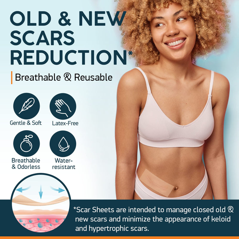 NUVADERMIS Silicone Scar Sheets & Scar Cream Gel - C-Section, Tummy Tuck, Keloid, Acne Removal Treatment - Advanced Post Surgery Supplies - Scars Removal Treatment - BeesActive Australia