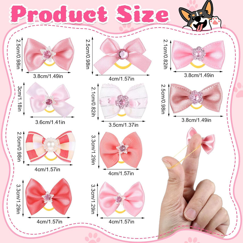 20pcs Dog Hair Bows with Rubber Bands, Handmade Puppy Hair Bows Cute Dog Bow Hair Tie Elastic Pet Puppy Hair Clip Multiple Style Dog Hair Accessories for Yorkie Puppy Pomeranian Dogs - BeesActive Australia