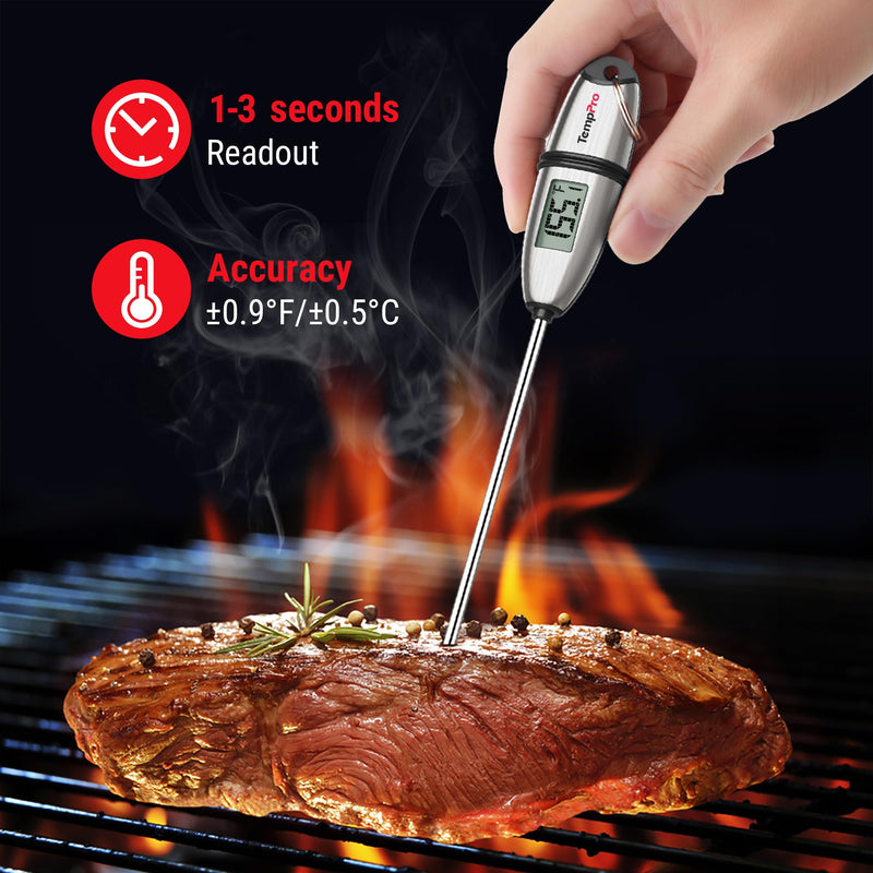 TempPro TP02S (2 Pack) Digital Food Thermometer for Cooking Bread Baking Sourdough Liquids, Meat Thermometer Digital with Super Long Probe for Kitchen BBQ Candy Making Accessory (Previously ThermoPro) 2