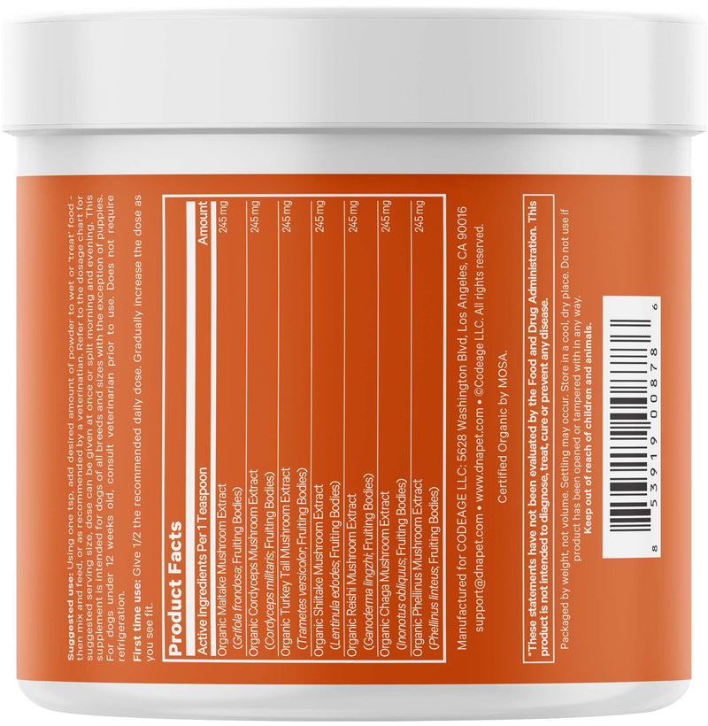 Happy Immunity USDA Certified Organic Mushroom Complex for Dogs, Organic Cordyceps Shiitake Reishi, Vegan Mushroom Blend Powder Canine Supplement, Advanced Mushroom Mix, Non-GMO, 3.5 oz - PawsPlanet Australia