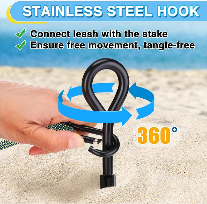 Heavy Duty Dog Tie Out Stake Spiral Strong Ground Anchor for Large Dog Up to 150 lbs, Dog Stake Runner for Yard, Dog Leads for Yard, Outdoor Dog Run for Camping Gear or Beach Accessories - BeesActive Australia