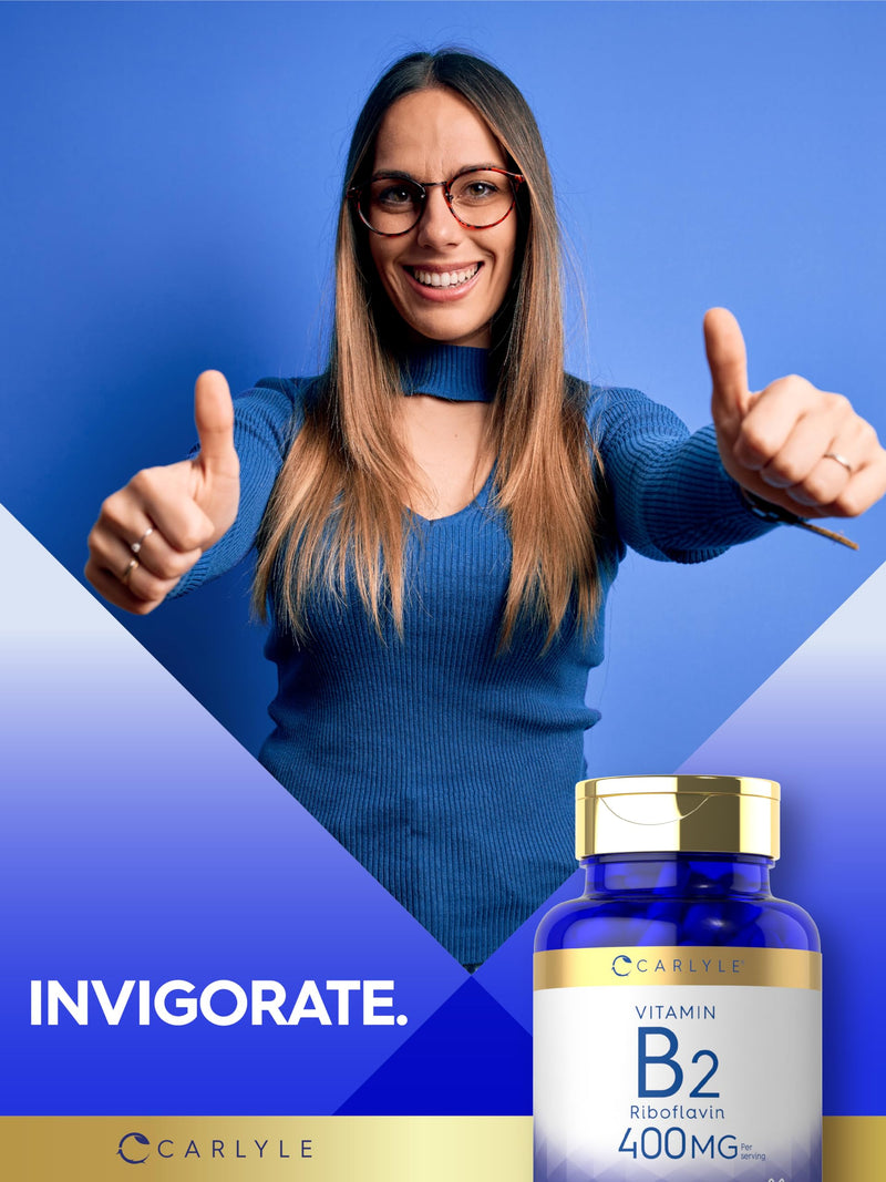 Carlyle Vitamin B-2 400mg | 180 Count | B2 Riboflavin | Non-GMO, Gluten Free Supplement