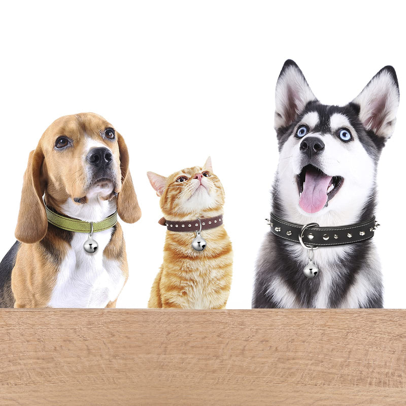 8 Pieces Collar Bells for Small Dogs Cat Bells Collar for Puppy Hanging Ring Bells Decoration Pets Tracker DIY Crafts Accessories for Pets Daily Use (Silver) Silver - BeesActive Australia